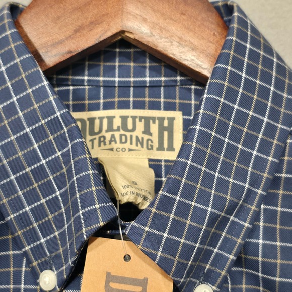 Duluth Mens Blue Checked Long Sleeve Button Up‎ Shirt Size Small - Picture 2 of 6